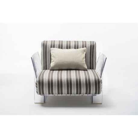 Fauteuil Pop Outdoor / structure transparente / tissus stripes