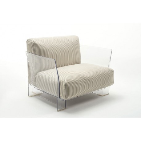 Fauteuil Pop Outdoor / structure transparente / tissus stripes