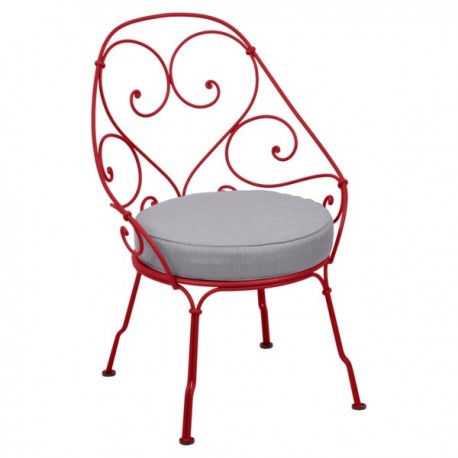 Fauteuil Cabriolet 1900 - coquelicot coussin gris