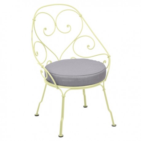 Fauteuil Cabriolet 1900 - citron givré coussin gris