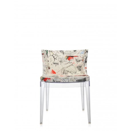 Fauteuil Mademoiselle tissus Moschino / structure transparente