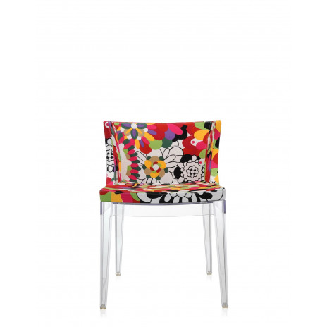 Fauteuil Mademoiselle tissus Moschino / structure transparente