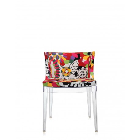 Fauteuil Mademoiselle tissus Moschino / structure transparente