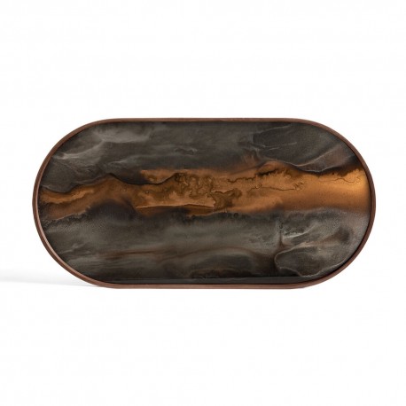 Bronze Organic glass tray - oblong - M