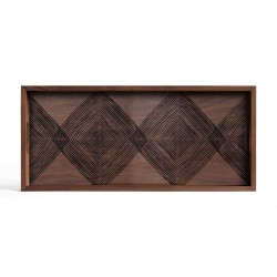 Walnut Linear Squares glass tray - rectangular - M