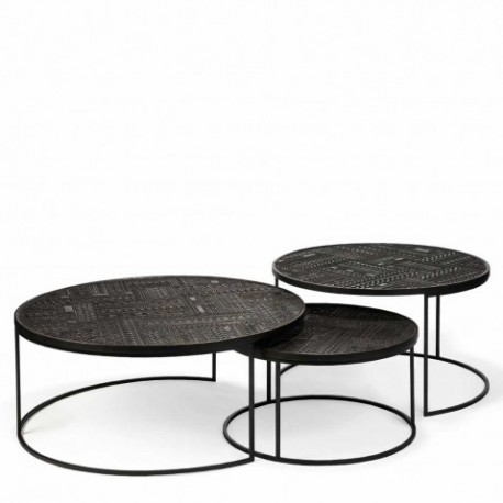 Set de tables basses Tabwa Nesting en teck noir