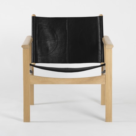 PEGLEV - Fauteuil en cuir et bois massif