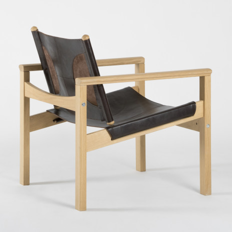 PEGLEV - Fauteuil en cuir et bois massif