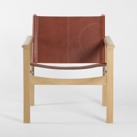 PEGLEV - Fauteuil en cuir et bois massif