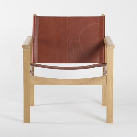 PEGLEV - Fauteuil en cuir et bois massif