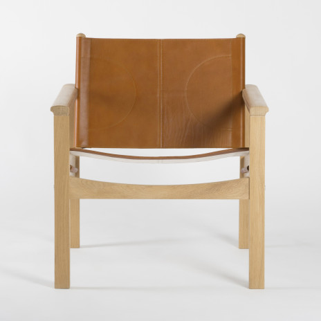 PEGLEV - Fauteuil en cuir et bois massif