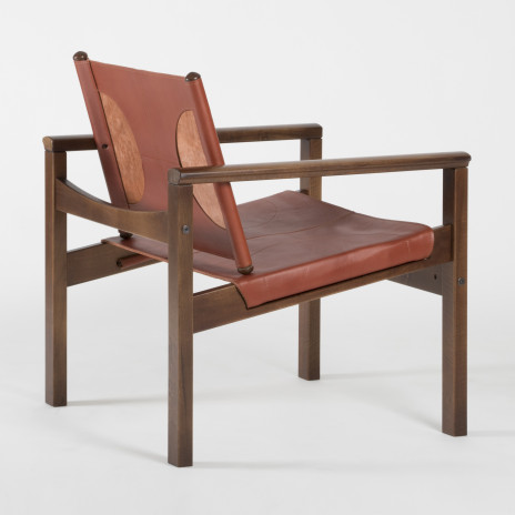 PEGLEV - Fauteuil en cuir et bois massif