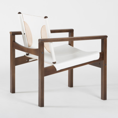 PEGLEV - Fauteuil en cuir et bois massif