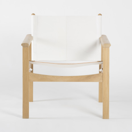 PEGLEV - Fauteuil en cuir et bois massif