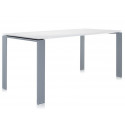 Table Four / plateau blanc - pieds aluminium / 158 cm