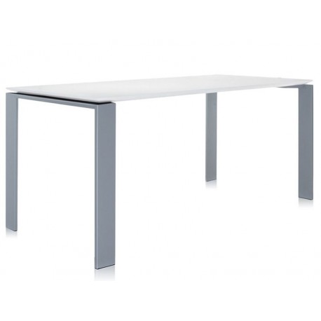 Table Four / plateau soft touch blanc - pieds aluminium / 158 cm