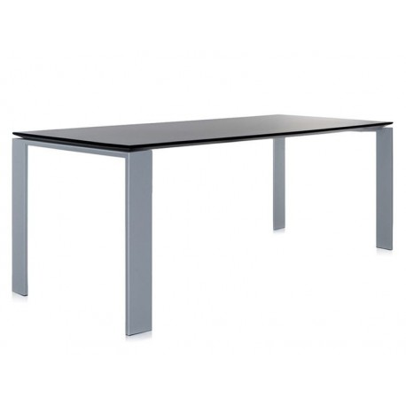 Table Four / plateau blanc - pieds aluminium / 158 cm