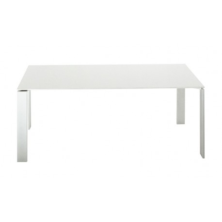 Table Four / plateau blanc - pieds aluminium / 158 cm